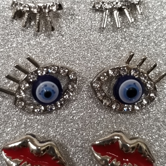 Evil Eye Stud Earrings 3 pairs Lot New - Picture 4 of 5